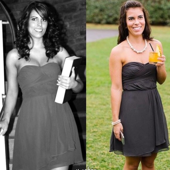 Grey chiffon strapless dress - Picture 1 of 2